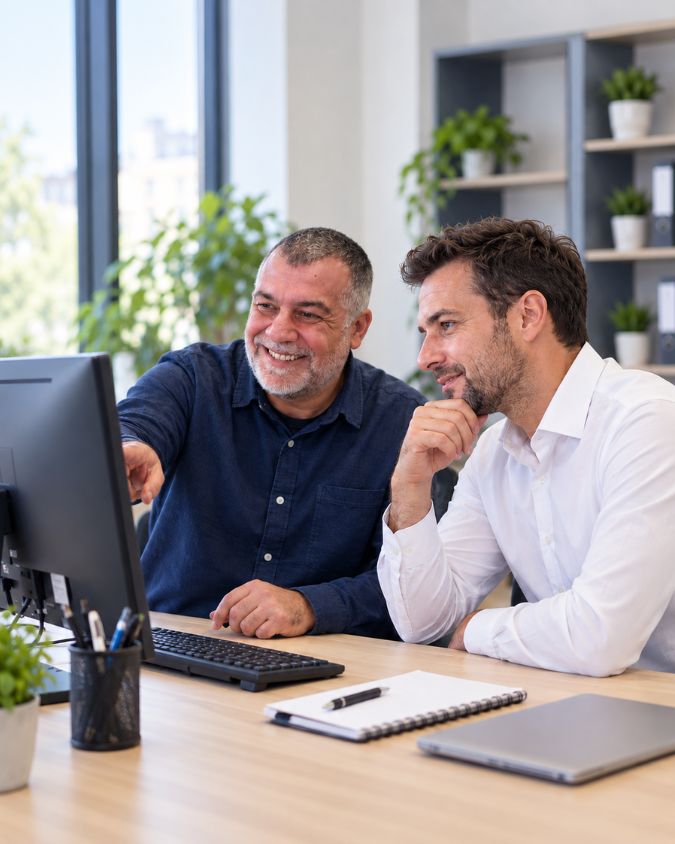 Marc Boutinon qui explique et installe l'informatique d'entreprise d'un professionnel